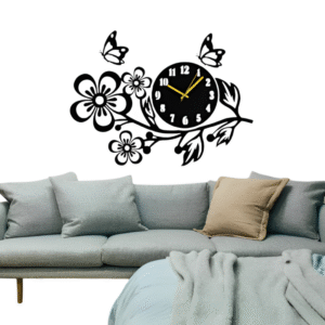 3d-Wooden-Flower-Wall-Clock/designerdecors.pk