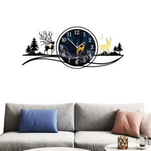 Forest-Figure-Deer-3d-Wood-Wall-Clock