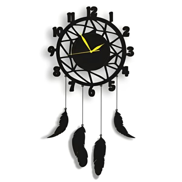 Mystic Feathers Wall Clock – Artistic Timepiece for Living Spaces