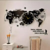 3D Digital World Map – Wooden Wall Clock (24×24 Inches)