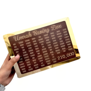 Umrah Saving Box – Premium Wooden Money Box (Dark Brown)