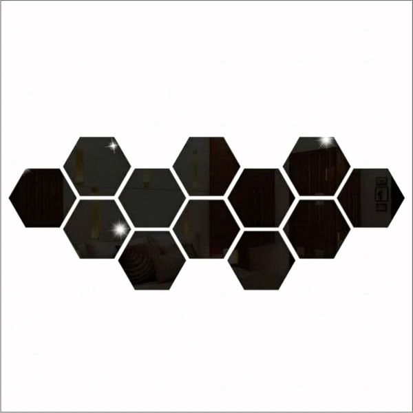 3D-Acrylic-Hexa-Shape-Decor-Mirror. (Silver and Golden)/designerdecors.pk